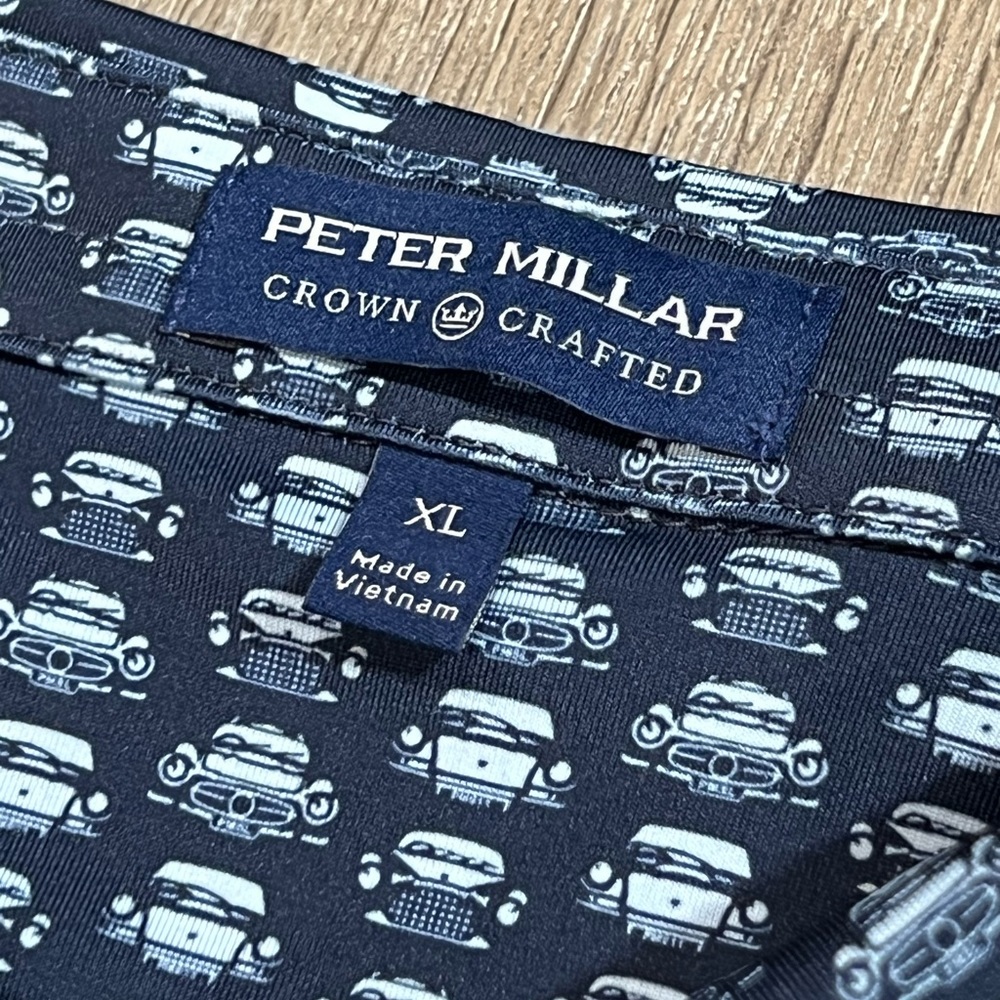 NWT XL Peter Millar Crown Crafted Pinehurst CC PGA US Open Car Pattern Navy Polo - Picture 6 of 8